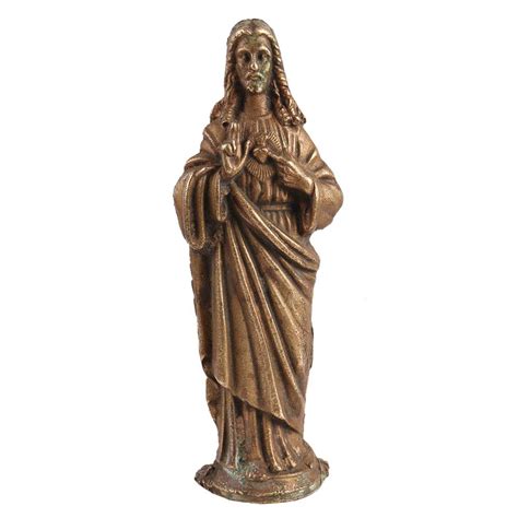 Brass Figurine Of The Sacred Heart Of Jesus Christ