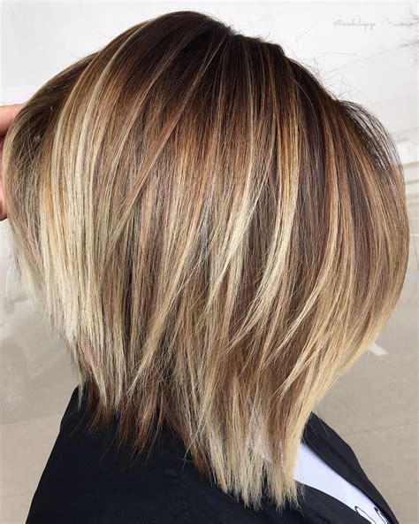 Sliced Golden Bronde Bob | Brown hair with blonde highlights, Brown ...