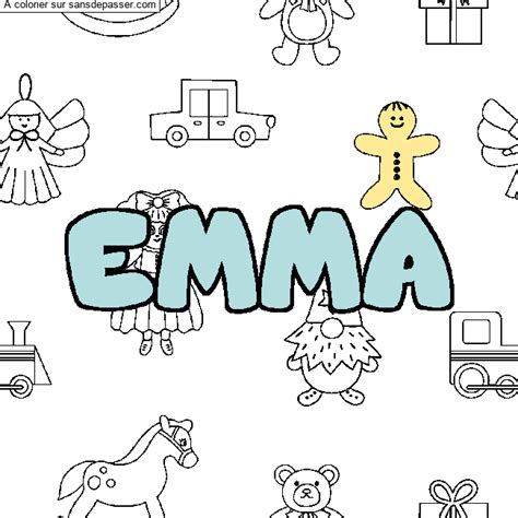 Dessin Colorié Coloriage Prénom Emma Décor Jouets Par Un Invité