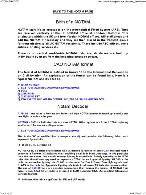 Notam Decode | Air Traffic Control | Visual Flight Rules