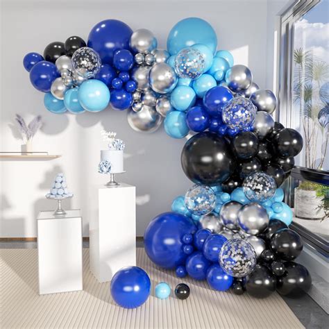 Amazon Mebay Kit De Arco De Guirnalda De Globos Azules Plateados