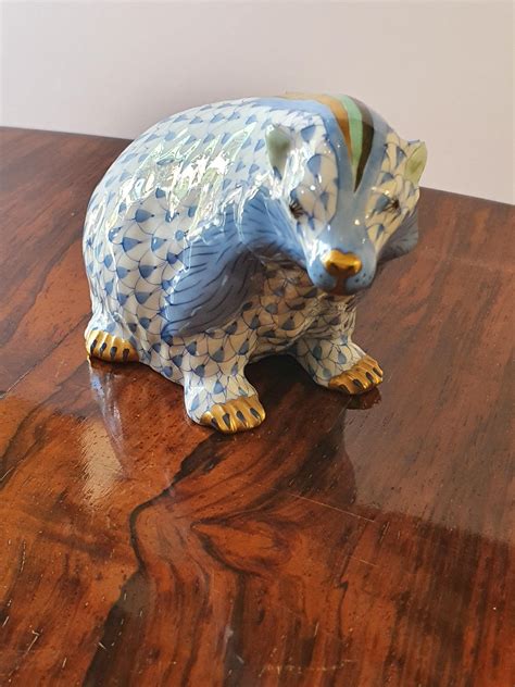 Modern Herend Hand Painted Porcelain Badger Figurine Hungary At