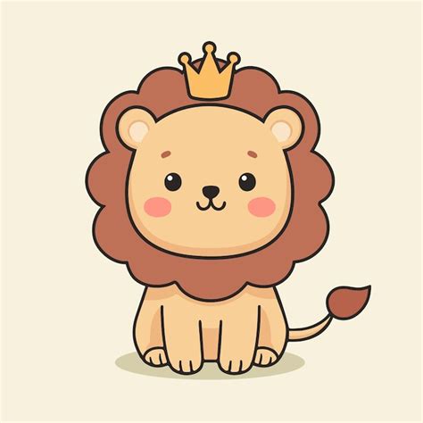 Premium Vector Cute Kawaii Lion Vector Flat Illustration