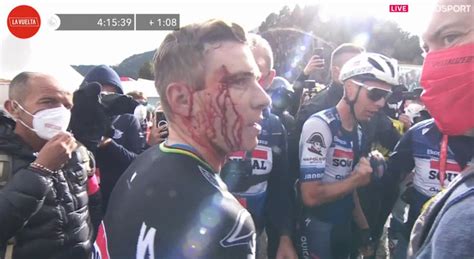 Remco Evenepoel Wins At Vuelta Then Crashes Hard Into Woman Video