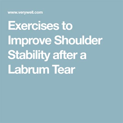 Exercises For Shoulder Labral Tear