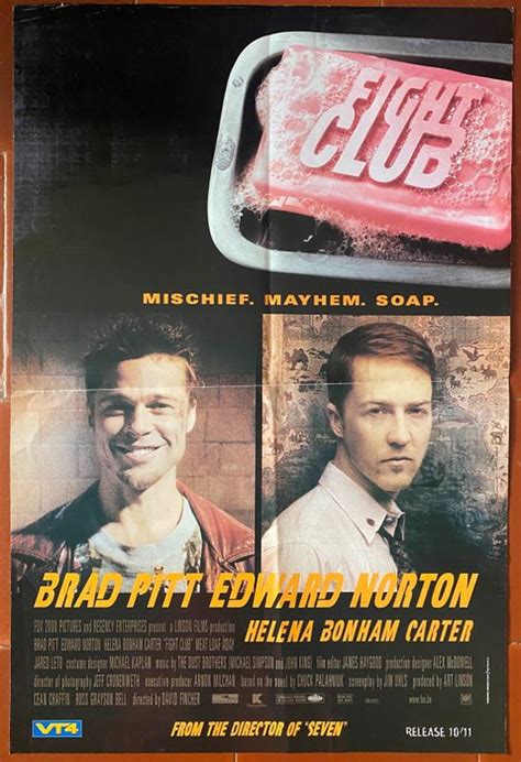 Brad Pitt, Edward Norton - Fight Club, Original Belgian Poster - 1990s ...