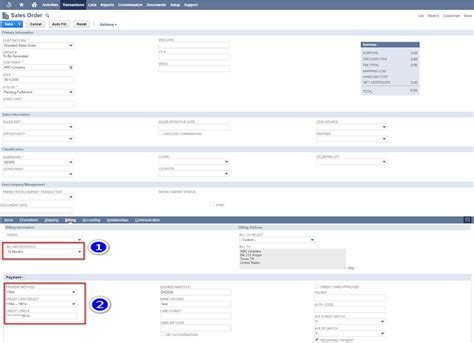 setting  recurring billing  sales order