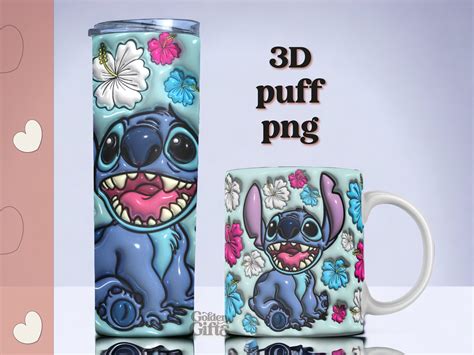 3D Inflated Stitch Tumbler Wrap Design 3D Puffy Stitch Mug Wrap 20oz