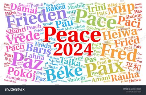 Peace 2024 Word Cloud Different Languages Stock Illustration 2398446105