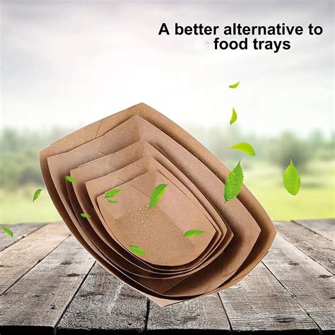 Disposable Kraft Paper Food Serving Tray Boat Shape Snack French Fries