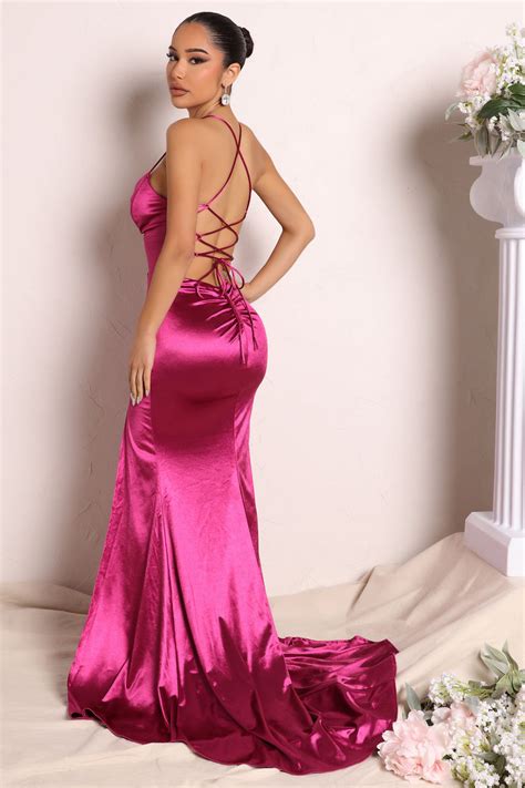 Cassidy Satin Maxi Dress Magenta Fashion Nova Dresses Fashion Nova