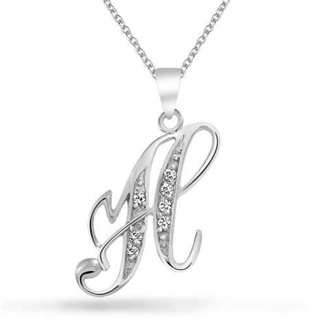 Bling Jewelry 925 Sterling Silver Cz Cursive Initial Letter H Alphabet