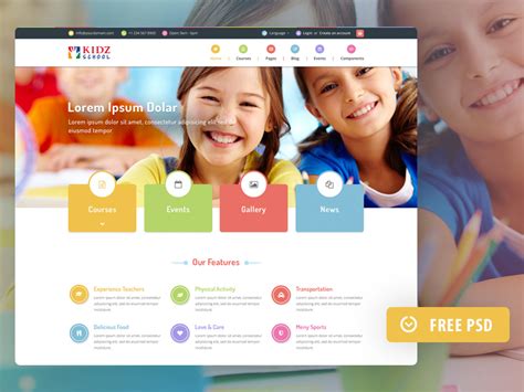 Kidz Website Template Free Psd Freebie Supply