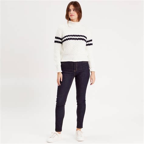 Pull Col Montant Bleu Marine Femme Vibs