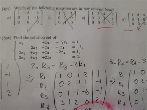 Solved a) Which of the following matrices are in row echelon | Chegg.com