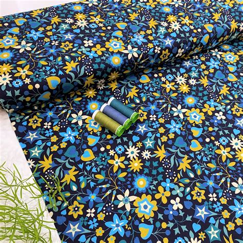 Dashwood Studio Rayon Fabric Tapestry Navy And Lime Floral