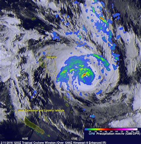 Intensifying South Pacific Tropical Cyclone Winston Viewed By Gpm