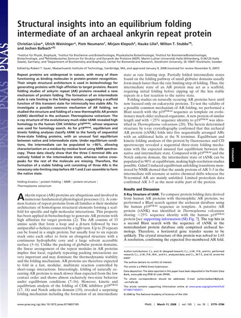 Pdf Structural Insights Into An Equilibrium Folding Intermediate Of