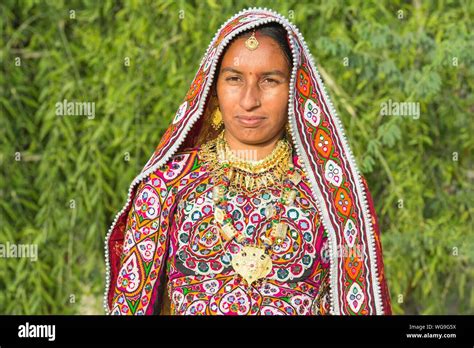 Ahir Woman In Traditional Colorful Clothes Portrait Great Rann Of