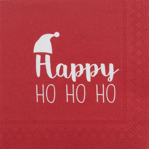 Serwetki HAPPY HO HO HO Papierowe Czerwone 20 Szt 25x25 Cm RAEDER