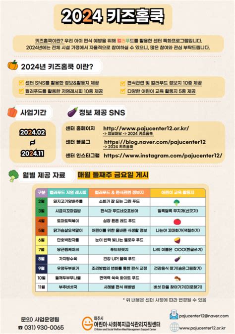 파주시어린이ㆍ사회복지급식관리지원센터 4월 키즈홈쿡 육아정보 궁금해요 파주시육아종합지원센터