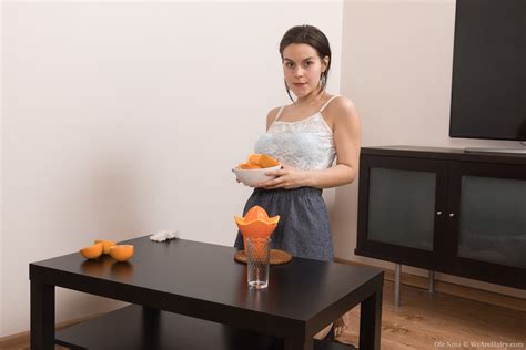 Ole Nina Strips Naked While Enjoying An Orange We Are Hairy