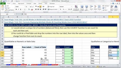 Excel Magic Trick List Multiple Modes In Excel Or Earlier