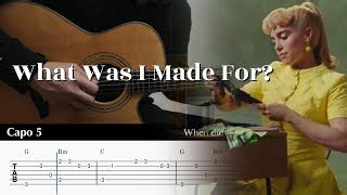 What Was I Made For Billie Eilish Fingerstyle Guitar Tab Chords