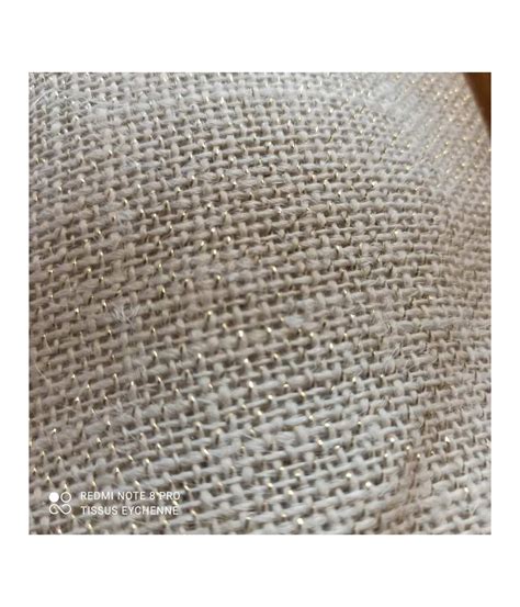 Tissu Toile De Jute Blanche Fils Lurex Doré