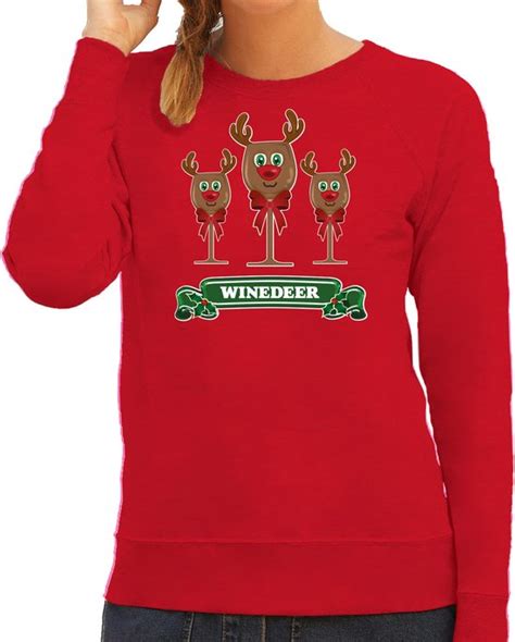 Bellatio Decorations Foute Kersttrui Sweater Dames Winedeer Rood