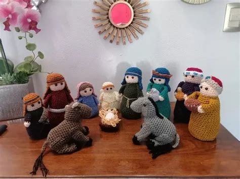 Nacimiento Crochet Tejido A Mano 11 Piezas Amigurumi T3 Meses Sin