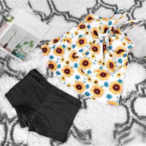 Women Floral Sporty Swimsuit Push Up Bikini Set Swimwear Bathing Suit