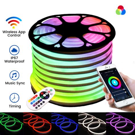 Home Taste 220v Smd5050 Rgb Neon Strip Light Ip65 Ribbon Tape Flexible