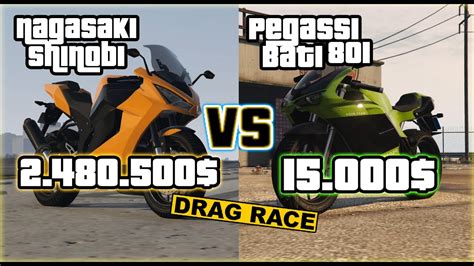 GTA 5 Online Nagasaki Shinobi VS Pegassi Bati 801 VS Hakuchou Drag Race