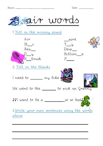 Phonics Air Sound Teaching Resources