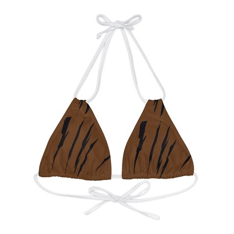 Effete Feline Claw Marks Scratch Strappy Triangle Bikini Top AOP Walmart