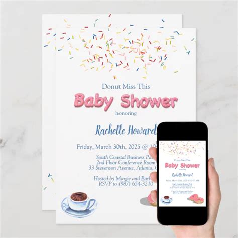 Coffee And Donut Sprinkles Baby Shower Invitation Zazzle