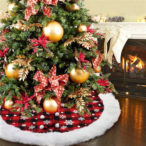 Ourwarm Christmas Tree Decorations 48 Inch Snowflake Buffalo Plaid Tree