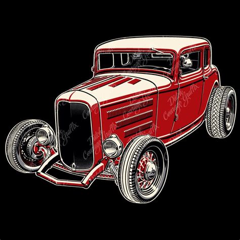 1932 Fenderless 5 Window Coupe Digital Vector File Pms Colors Etsy