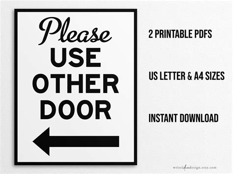 Free Printable Please Use Other Door Sign With Left Arrow USA Wholesale | www.oceanproperty.co.th