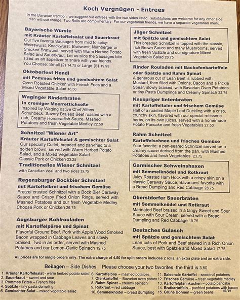 Bavarian Grill Menu In Plano Texas Usa