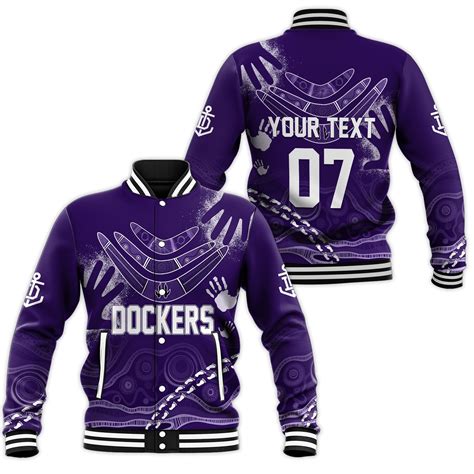 Personalised Freo Dockers Aboriginal Baseball Jacket Purple Tsunami - fegrin