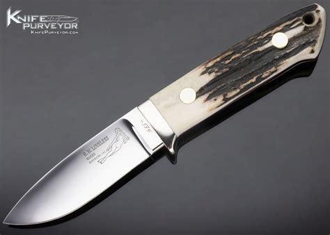 Bob Loveless Custom Knife Single Nude Logo Stag Drop Point Hunter Knife Purveyor