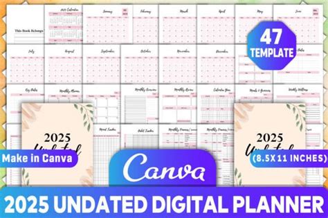 Undated Digital Planner Canva Kdp Interiors Dise Os Y Gr Ficos