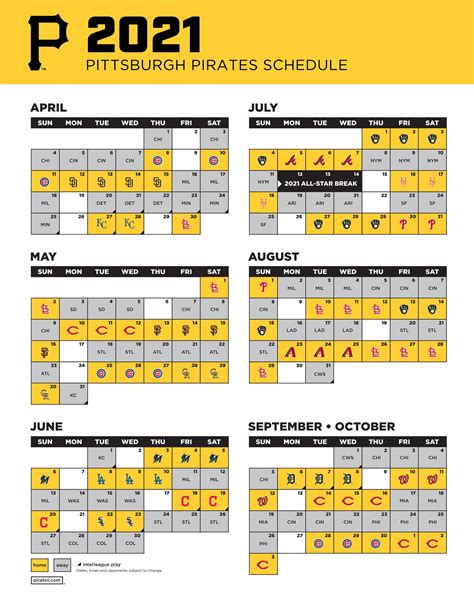 Pirates Schedule Printable