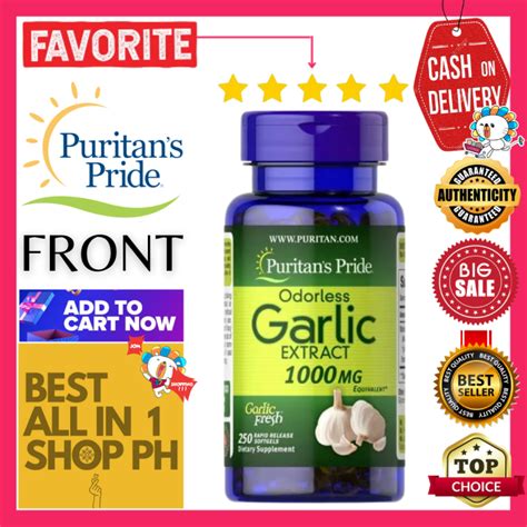 Puritans Pride Odorless Garlic Extract 1000 Mg 250 Softgels