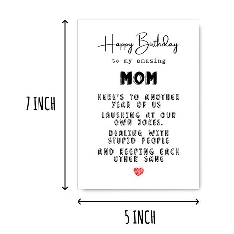 Birthday Card for Mom, Greeting Card, for Mom, Happy Birthday to My Amazing Mom, Funny Card for ...