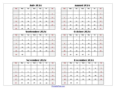 2024 Printable Calendar June December Calendar 2024 Printable