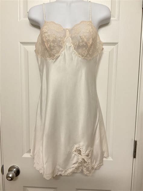 Vintage Bali Slip Dress Ivory Lace Lingerie Silk Ny Gem