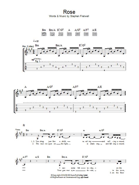 Rose By Stephen Fretwell Sheet Music For Guitar Tab At Sheet Music Direct